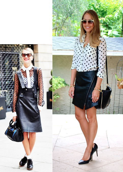 Polka dot leather skirt hot sale